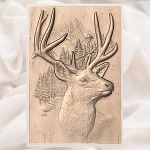 Deer Buck 3D Relief STL view 3