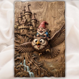 Flying Gnome Owl Ride STL File view 1