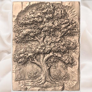 Majestic Oak Tree 3D STL Relief view 3