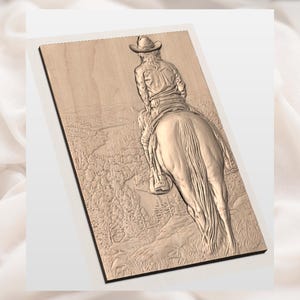 Cowgirl on Horse 3D Relief STL view 3