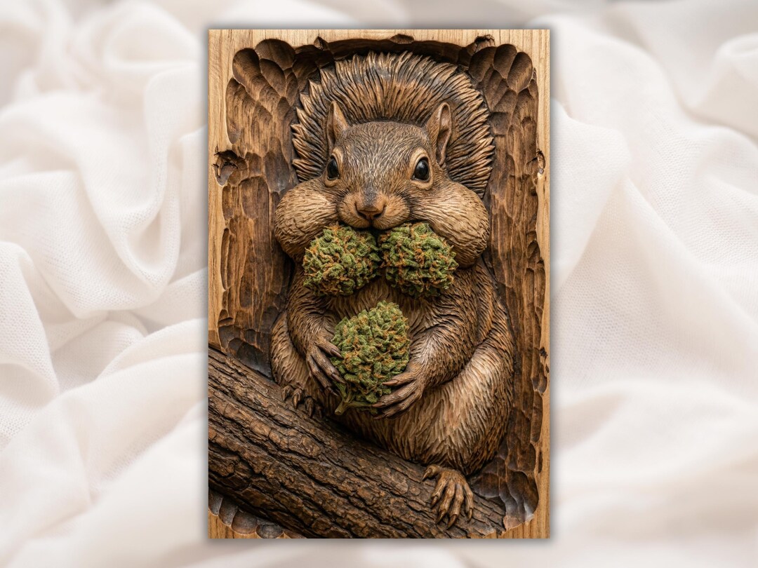 Squirrel Relief STL | CNC Router 3D Carving Model | Cute Squirrel With ...