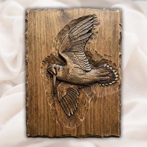 Flying Woodcock Bird 3D Relief STL File view 1