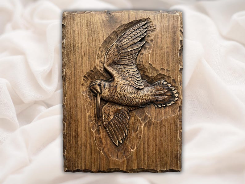Flying Woodcock Bird 3D Relief STL File