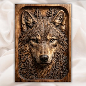 Realistic Wolf Face 3D STL File view 1