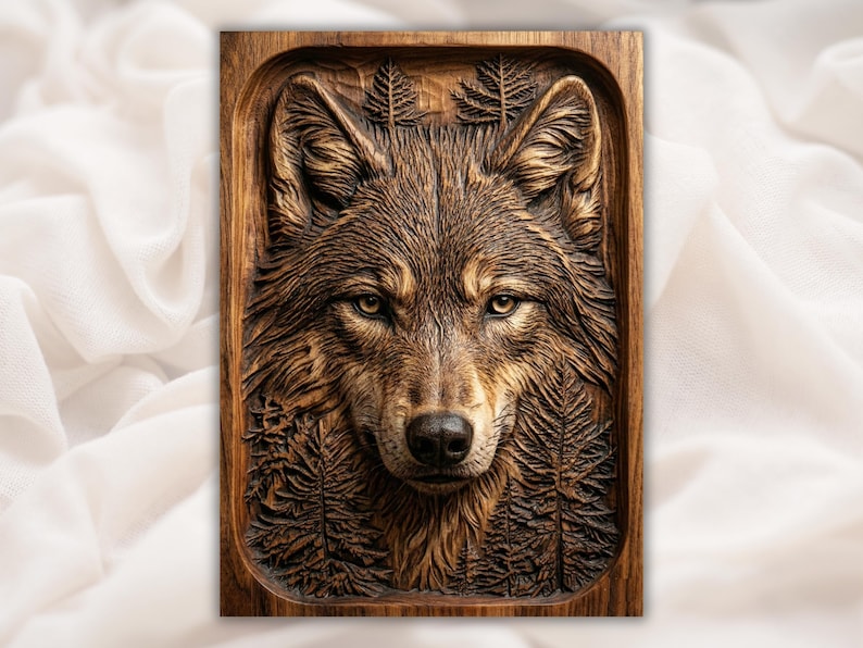 Realistic Wolf Face 3D STL File