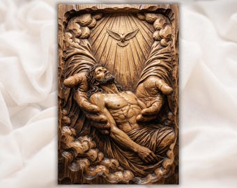 Jesus in God’s Hands 3D Relief STL | Christian CNC Router Wood Carving File | Religious Bas-Relief Wall Art | Christian Church Decor