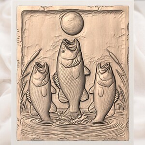 Bass Fish Moon STL view 3