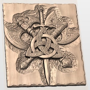 Viking Triquetra Sword STL view 2