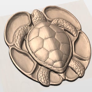 Sea Turtle Tray STL File for CNC Router | Wooden Tray 3D Relief Model | Wooden Serving Tray Carving Design | Kitchen Decor image 8