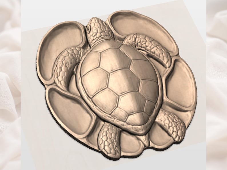 Sea Turtle Tray STL File for CNC Router | Wooden Tray 3D Relief Model | Wooden Serving Tray Carving Design | Kitchen Decor image 8