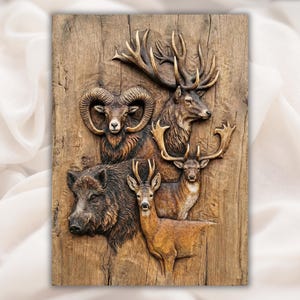 Hunting Animals 3D Relief STL view 1