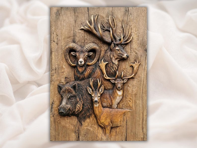 Hunting Animals 3D Relief STL