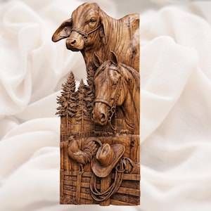 Western Ranch 3D Relief STL for CNC Router, Laser Engraving & 3D Printing view 1