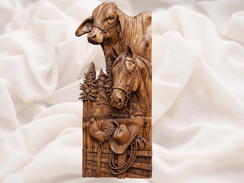 Western Ranch 3D Relief STL for CNC Router, Laser Engraving & 3D Printing
