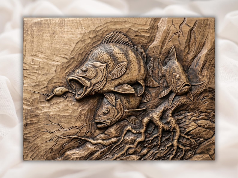 Bass Fishing 3D Relief STL File
