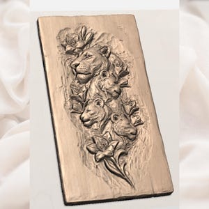 Lion Family 3D Relief STL File view 3