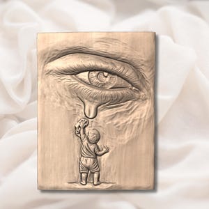 Giant Eye & Child 3D Relief STL view 2