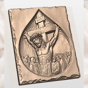 Jesus Crucifixion tear drop STL view 2