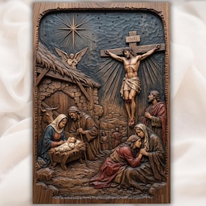 Jesus Nativity and  Crucifixion STL view 1