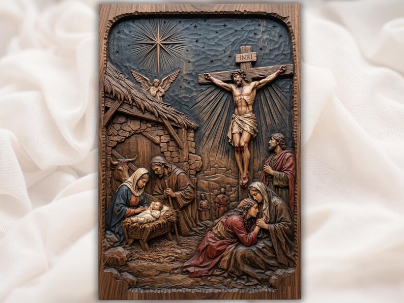 Jesus Nativity and  Crucifixion STL