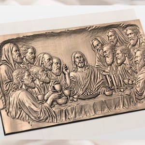 The Last Supper 3D Relief STL | Jesus & Apostles CNC Router Wood Carving Panel File | Christian Bible Scene Bas-Relief Home Decor image 2
