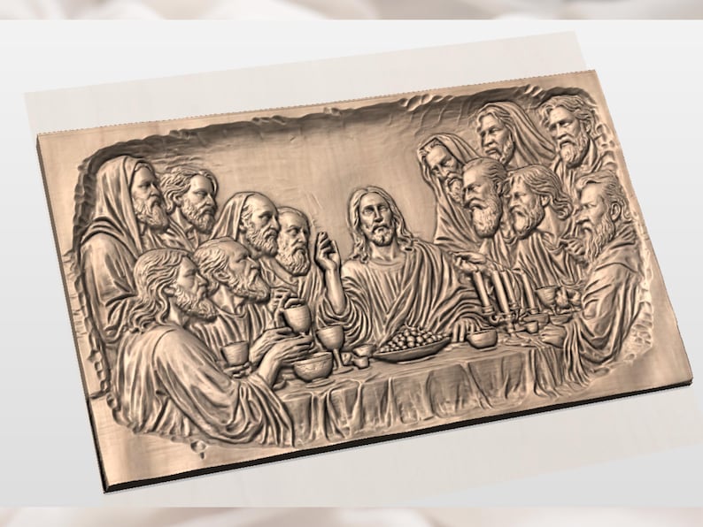 The Last Supper 3D Relief STL | Jesus & Apostles CNC Router Wood Carving Panel File | Christian Bible Scene Bas-Relief Home Decor image 2