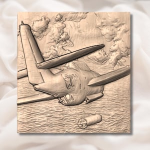 WW2 Fighter Jet 3D Relief STL view 2