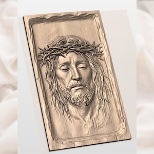 Jesus Face Relief STL view 2