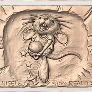 Whimsical Mouse Relief STL view 3