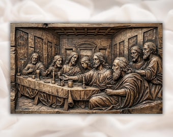 The Last Supper 3D Relief STL | CNC Router Wood Carving File | Jesus Disciples Religious Wall Art Panel | Christian Church Decor