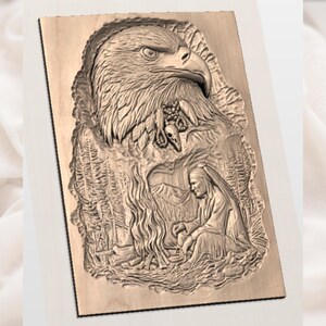 Eagle and Campfire Scene STL view 3