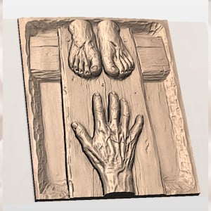 Crucifixion Cross Feet & Hand 3D Relief STL view 2