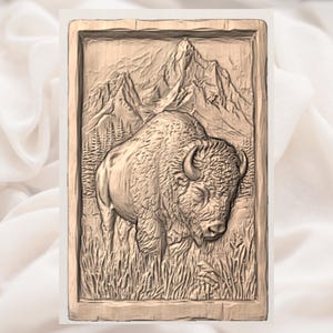 Bison Buffalo 3D Relief STL view 3
