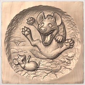Funny Hyena & Mouse 3D Relief STL for CNC Router view 2