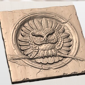 Owl Relief STL view 2