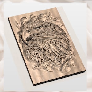 Bald Eagle Head 3D Relief STL view 2