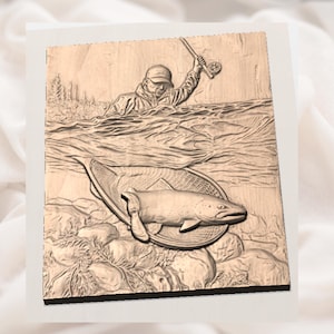 Fly Fishing 3D Relief STL view 3