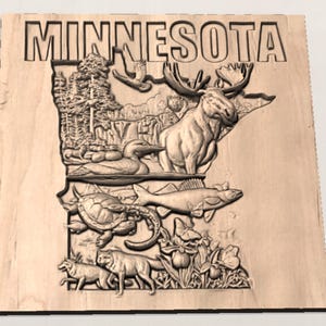 Minnesota Map STL Relief view 3
