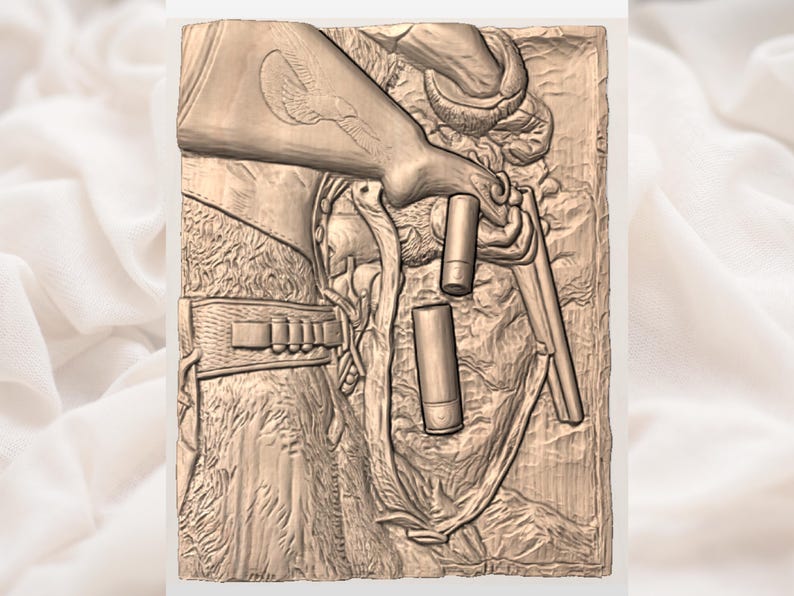 Cowboy Hunter Rifle Relief | Rustic Hunting Wall Art |Western Hunting Panel | Rifle Stock Relief | Rustic Lodge Decor |Country Plaque Design image 2