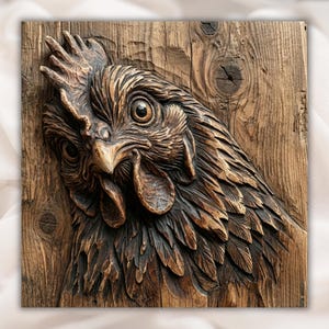 Chicken Head 3D Relief STL view 1