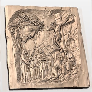 Crucifixion Scene 3D Relief STL view 2