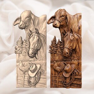 Western Ranch 3D Relief STL for CNC Router, Laser Engraving & 3D Printing view 2
