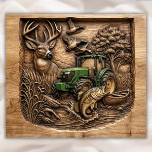 Farm Hunting Fishing 3D Relief STL view 1