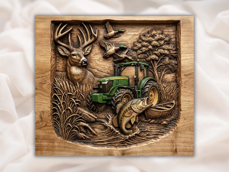 Farm Hunting Fishing 3D Relief STL