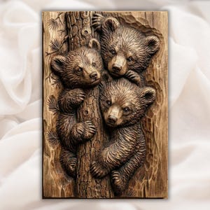 Woodland Bear Cubs 3D STL File view 1
