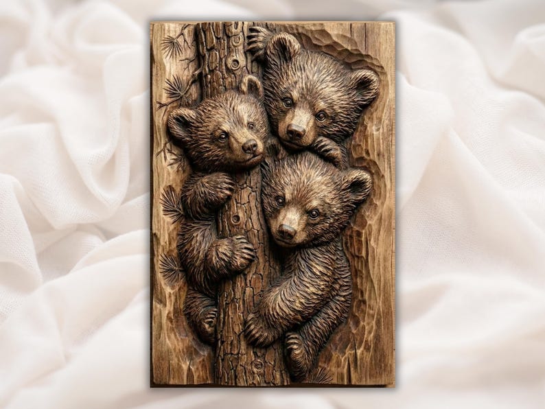 Woodland Bear Cubs 3D STL File