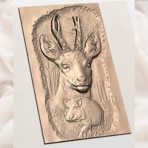 Deer & Wild Boar 3D Relief STL view 2