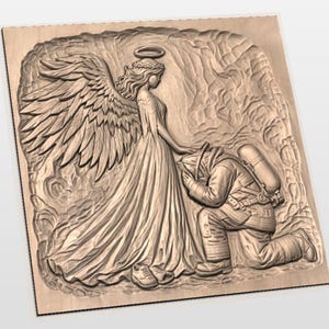 Firefighter Angel 3D Relief STL view 2