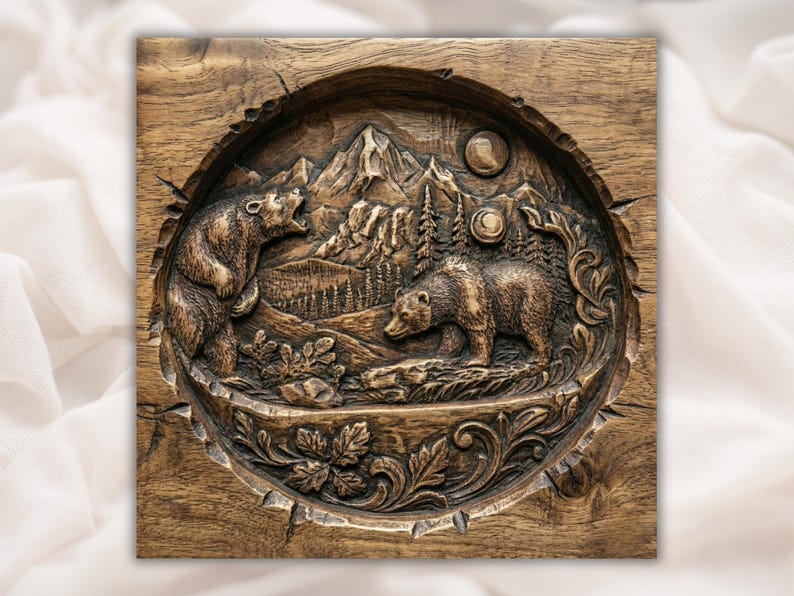 Bear Wildlife 3D Relief STL