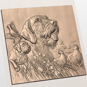 Hunting Dog Portrait 3D Relief STL view 2